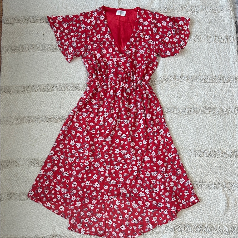 Sienna Sky Red Floral Midi Dress